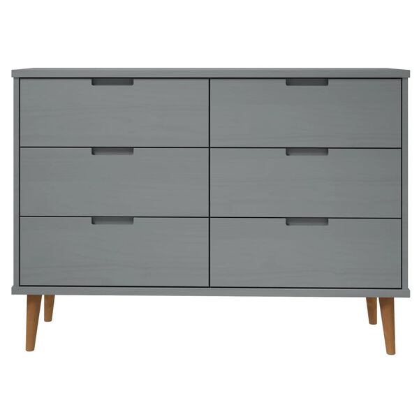 vidaXL Drawer Cabinet MOLDE Grey 113x40x80 cm Solid Wood Pine