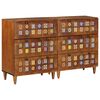 vidaXL Sideboard 2 pcs Walnut 60 x 33 x 75 cm Solid Mango Wood