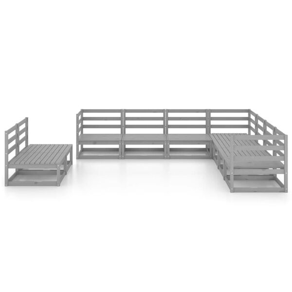 vidaXL 9 Piece Garden Lounge Set Grey Solid Pinewood