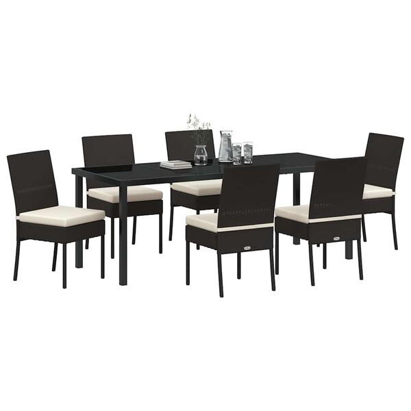 vidaXL Garden Dining Set 7 pcs Cream Powder-Coated Steel