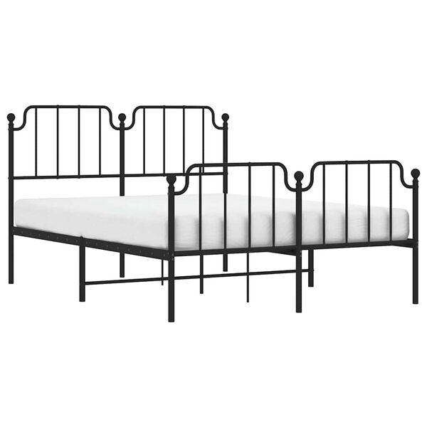 vidaXL Metal Bed Frame without Mattress with Footboard Black 135x190cm