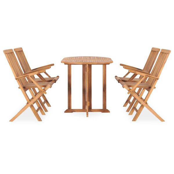 vidaXL 5 Piece Folding Outdoor Dining Set Solid Teak Wood