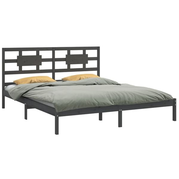 vidaXL Bed Frame without Mattress Grey 200x200 cm Solid Wood