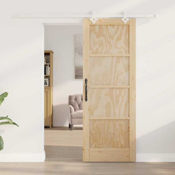 vidaXL Sliding Door Brown 73.5 x 198.5 cm Solid Pine Wood