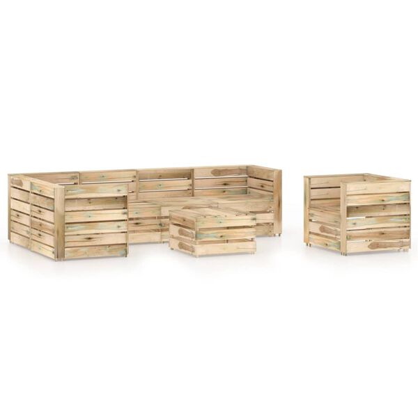 vidaXL 7 Piece Garden Lounge Set Green Impregnated Pinewood