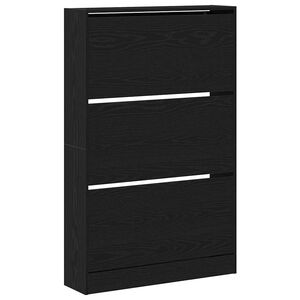vidaXL Shoe Cabinet 80 x 21 x 125.5 cm Engineered Wood Black Oak