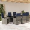 vidaXL Garden Dining Set with Cushion 7 pcs Grey Poly Rattan