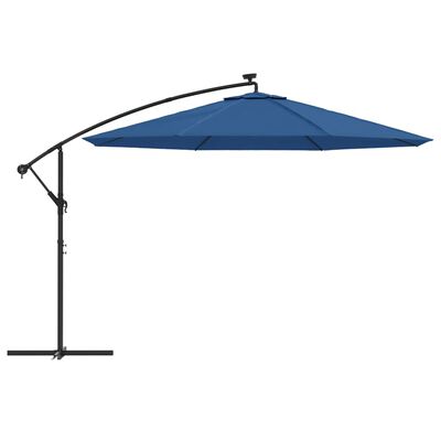 vidaXL Cantilever Umbrella with LED Lights Azure Blue 350 cm