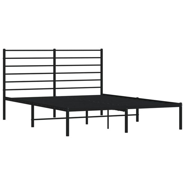 vidaXL Metal Bed Frame without Mattress with Headboard Black 140x200cm