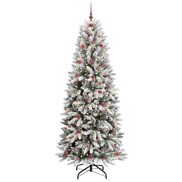 vidaXL Artificial Christmas Tree with 300 LEDs with Stand White 240 cm