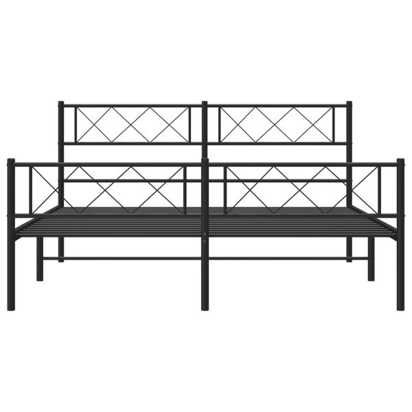 vidaXL Metal Bed Frame without Mattress with Footboard Black 120x200cm
