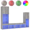 vidaXL 4 Piece TV Wall Units with LED Grey Sonoma Engineered Wood