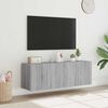 vidaXL TV Wall Cabinets with LED Lights 2 pcs Grey Sonoma 60x35x41 cm