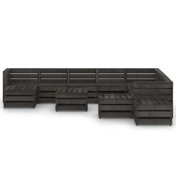 vidaXL 12 Piece Garden Lounge Set Grey Impregnated Pinewood