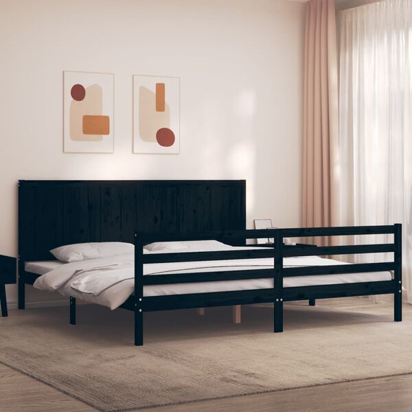 vidaXL Bed Frame without Mattress Black 200x200 cm Solid Wood