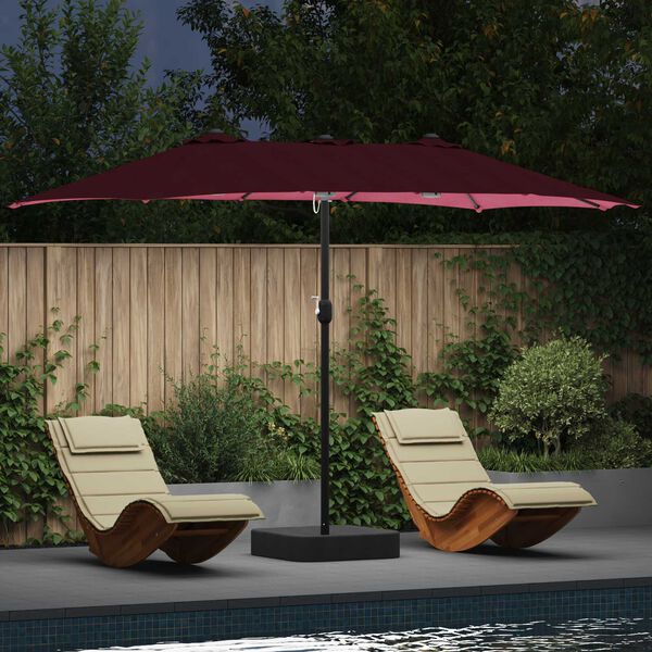 vidaXL Garden Parasol Bordeaux Red 385 x 209 x 244 cm Polyester