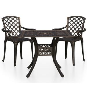 vidaXL Bistro Set | Bronze | Cast Aluminium | Standard | Decorative Inlays