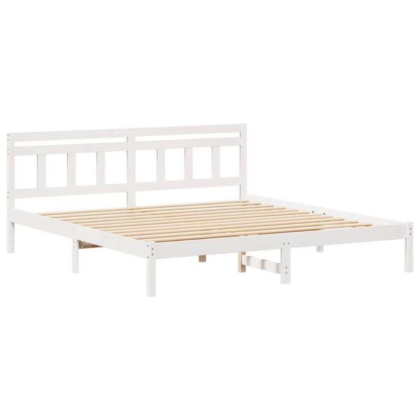 vidaXL Bed Frame White 200 x 200 cm Solid Pine Wood