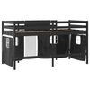 vidaXL Kids' Loft Bed with Curtains without Mattress White&Black 90x200cm