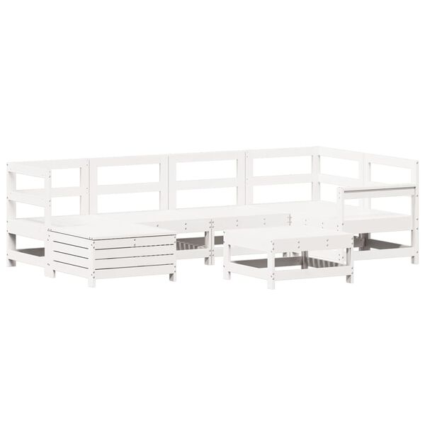 vidaXL 7 Piece Garden Sofa Set White Solid Wood Pine