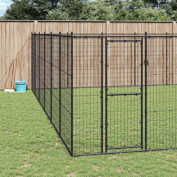 vidaXL Outdoor Dog Kennel Steel 65.34 m&sup2;