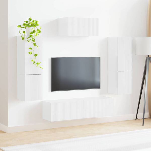 vidaXL TV Cabinet Set 4 pcs High Gloss White Engineered Wood