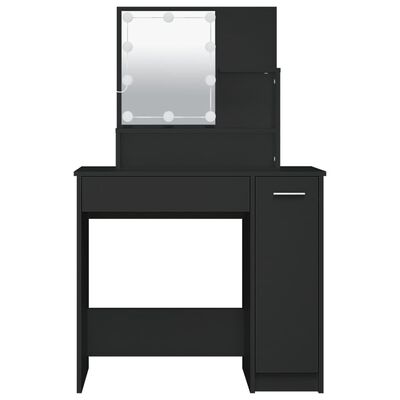 vidaXL Dressing Table with LED Black 86.5x35x136 cm