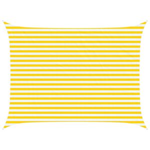 vidaXL Sun Shade Sail Yellow and White 4 x 3 m 100% Polyester Oxford