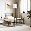 vidaXL Metal Bed Frame without Mattress with Footboard Black 90x190cm