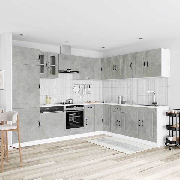 vidaXL 14 Piece Kitchen Cabinet Set Kalmar Concrete Grey Engineered Wood