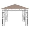 vidaXL Gazebo with Mosquito Net&LED String Lights 3x3x2.73 m Taupe