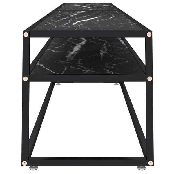 vidaXL TV Cabinet Black Marble 220x40x40.5 cm Tempered Glass