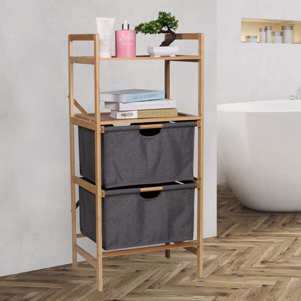 HI Multi-functional Bathroom Shelf with 2 Drawers 42.3x33x96 cm Bamboo