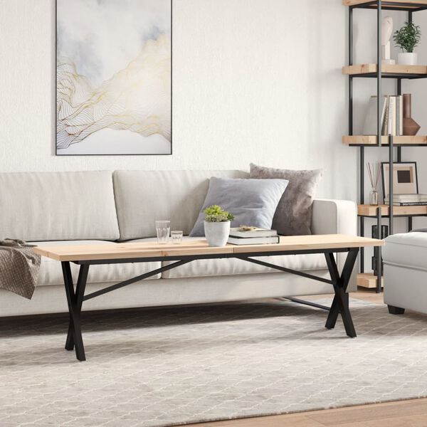 vidaXL Coffee Table X-Frame 160x40x45.5 cm Solid Wood Pine and Steel