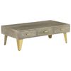 vidaXL Coffee Table Solid Mango Wood Grey with Brass 110x60x35 cm