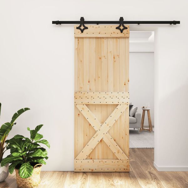 vidaXL Sliding Door with Hardware Set 80x210 cm Solid Wood Pine