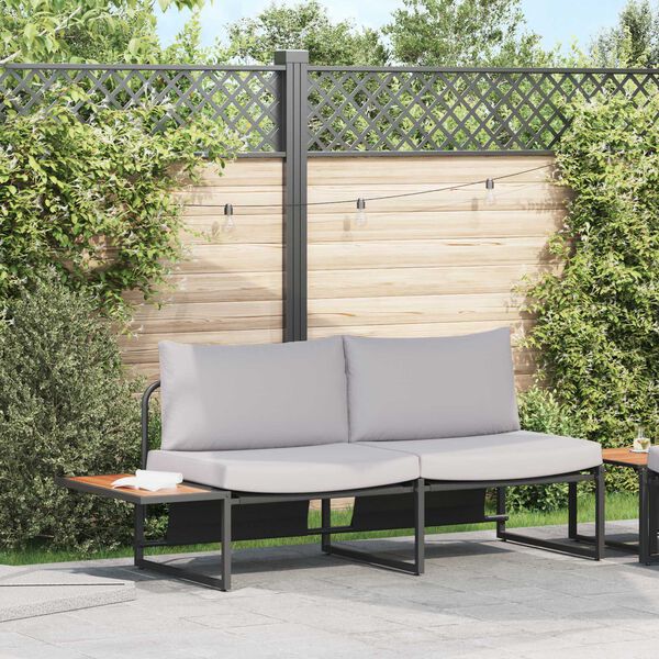 vidaXL Garden Sofa with Cushion Light Grey 200.5 x 70 x 85.5 cm Steel