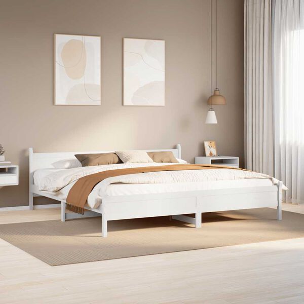 vidaXL Bed Frame without Mattress White 200x200 cm Solid Wood Pine
