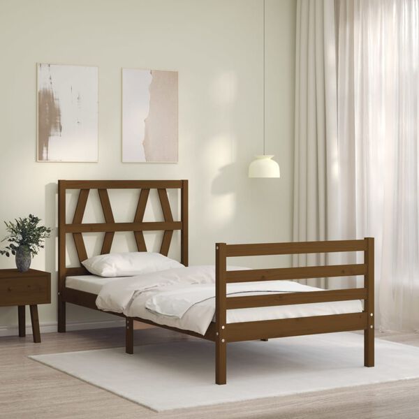 vidaXL Bed Frame without Mattress Honey Brown Single Solid Wood