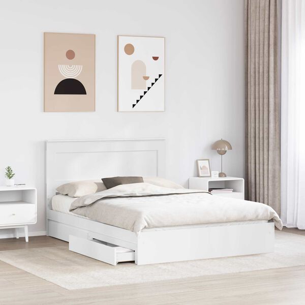 vidaXL Storage Bed with Headboard White 140 x 190 cm Engineered Wood