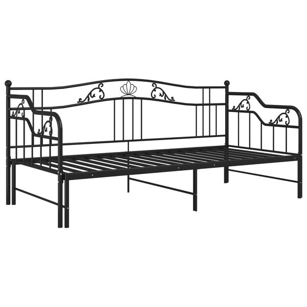vidaXL Pull-out Sofa Bed Frame without Mattress Black Metal 90x200 cm