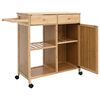 vidaXL Kitchen Trolley with Wheels Natural 90.5 x 36 x 86.5 cm Bamboo
