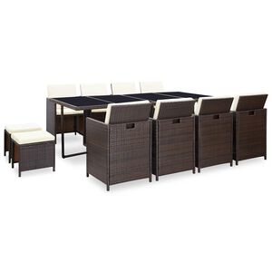 vidaXL Patio Furniture | Rattan Brown, Cream White Cushions