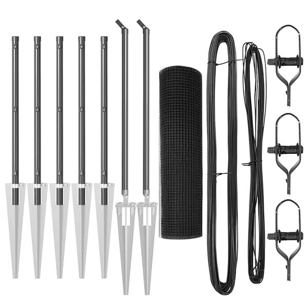 vidaXL Fence with Posts Grey 0.6 x 10 m Steel