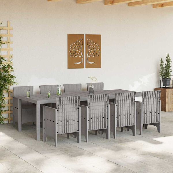 vidaXL Garden Dining Set 9 pcs White Polypropylene