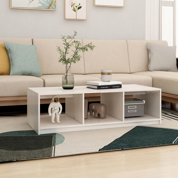 vidaXL Coffee Table White 110x50x34 cm Solid Pinewood