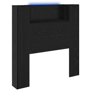 vidaXL Storage Headboard with LED Black Oak Engineered Wood