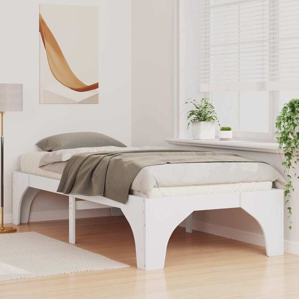 vidaXL Bed Frame White 100 x 200 cm Solid Pine Wood