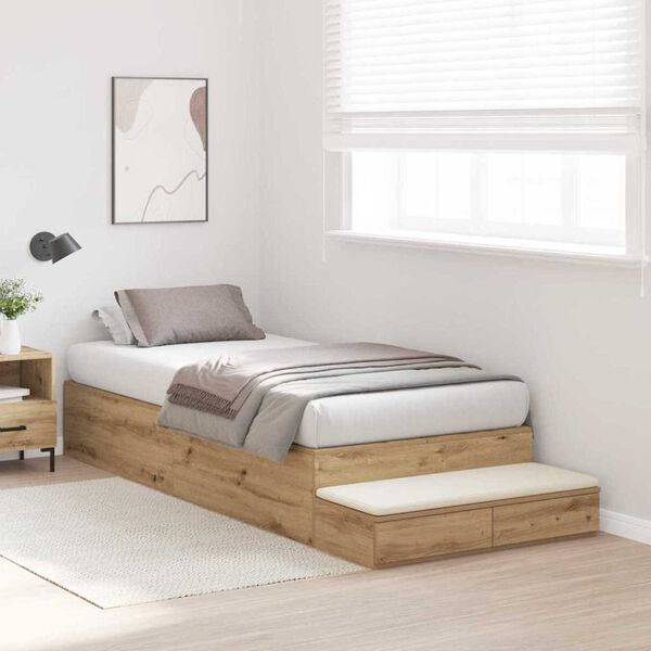 vidaXL Storage Bed Frame with Drawer Artisan oak 236.5 x 90 x 31.5 cm