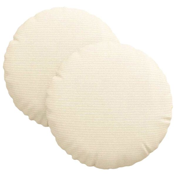 vidaXL Seat Cushions 2 pcs Cream Ø 30 cm Corduroy Fabric